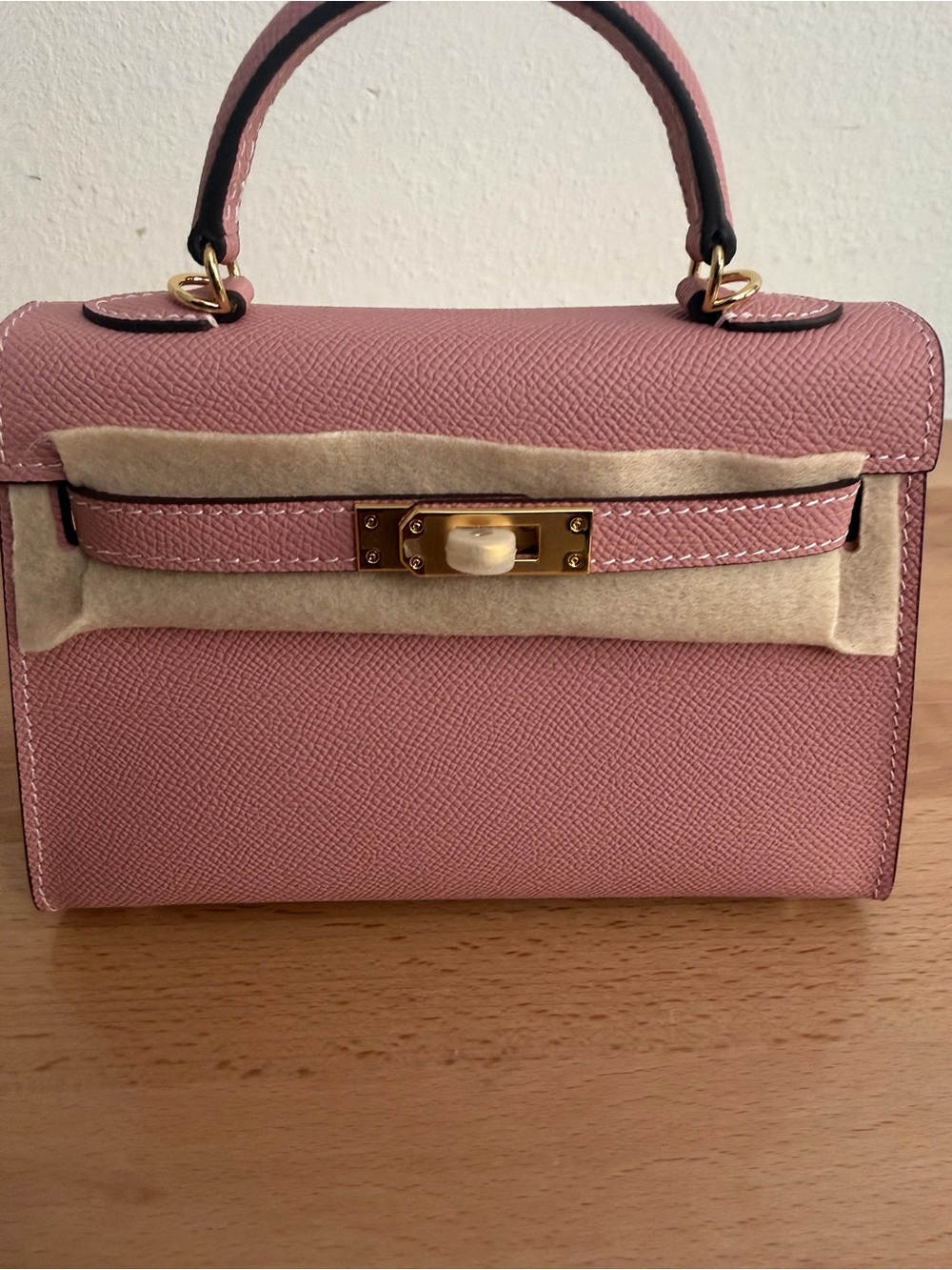 Mini Kelly II 20 GHW pink rose Epsom sellier contrast stitching - Picture 7 of 9